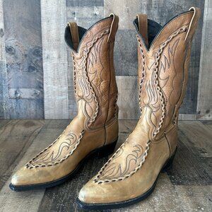 Dan Post Tan Embroidered Western Leather Boots